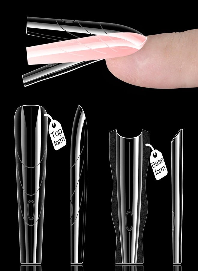 Furtherpretty Sandwich Dual Nail Forms, 15 Sizes Long Coffin Top and Bottom Dual Forms for Builder Gel, Reusable Acrylic Nail Extension Molds with Guide Lines, Professional Manicure Supplies (Coffin) - Image 1